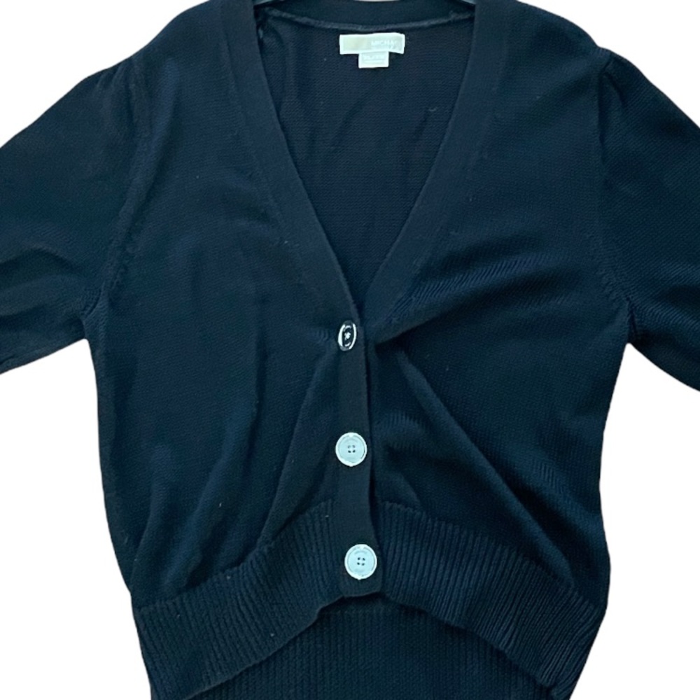 Michael Kors Black Chunky Knit Button Down Cardigan Sweater NWOT - Picture 3 of 12